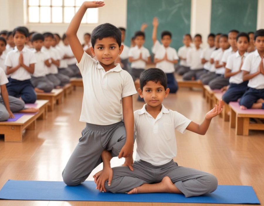 pikaso_texttoimage_photo-of-yoga-dynamic-pose-Indian-kid-in-school.jpeg